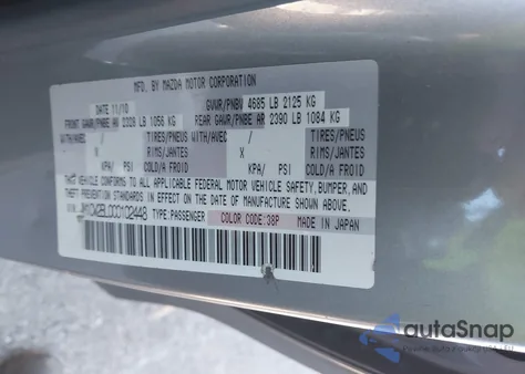 2012 Mazda Mazda5 Sport из США, поврежденный, VIN JM1CW2BL0C0102448